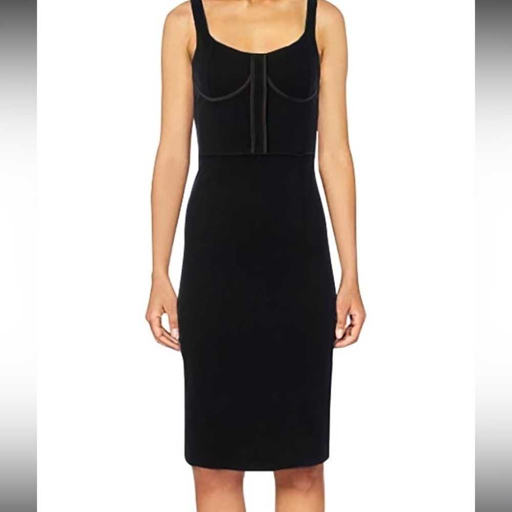 NWT Armani Exchange black corset style midi bodycon dress size small retail $200